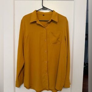 Women’s Mustard Button-Up Blouse XL